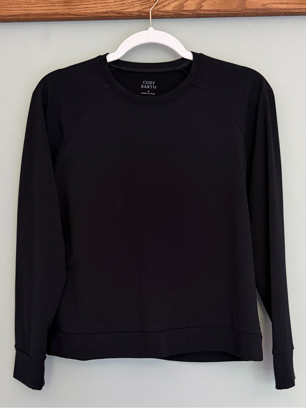 Cozy Earth Bamboo Black Crew Neck Long Sleeve Layer Tee